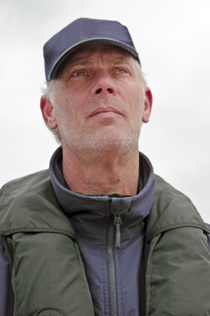 Sailor at work during sailing race in the Netherlandsの写真素材