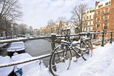 Snowy Amsterdam in the Netherlandsの写真素材