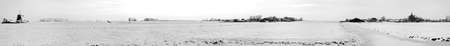 Panorama from snowy countryside in the Netherlandsの写真素材