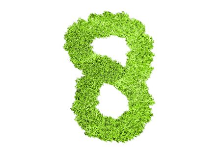Number 8 from green grassの写真素材