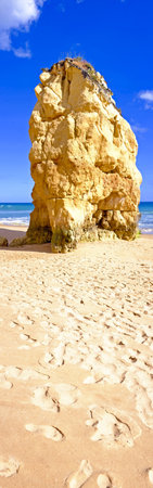 Panorama from huge rock on Praia da Rocha in Portugalの写真素材