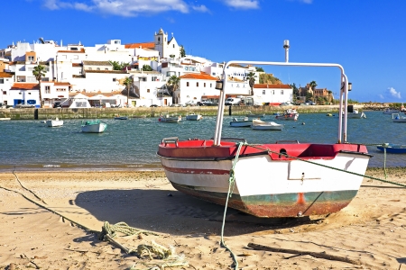 Harbor from Ferragudo in Portugalの写真素材