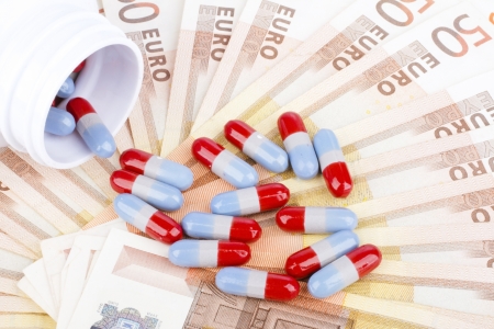 Pills and euro moneyの写真素材