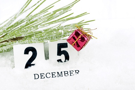Christmas 25 december in the snow with decorationの写真素材