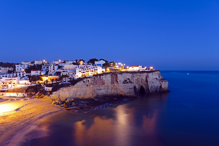 Carvoeiro in the Algarve Portugal at nightの写真素材
