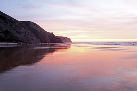 Beautiful sunset at Vale Figueiras in Portugalの写真素材