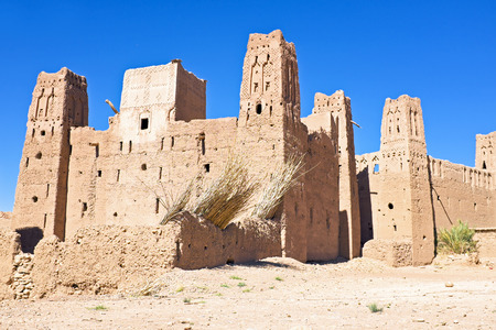 The fortified town of Ait ben Haddou near Ouarzazate Morocco on the edge of the sahara desert in Morocco. Famous for its use as a set in many films such as Lawrence of Arabia, Gladiatorのeditorial素材