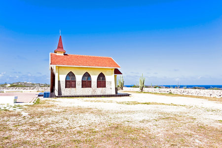 Alto Vista Chapel isolated on Arubaの写真素材