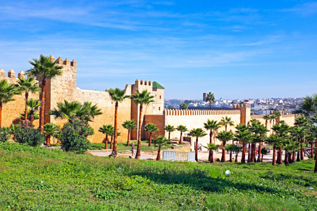 Old city walls in Rabat, Moroccoのeditorial素材