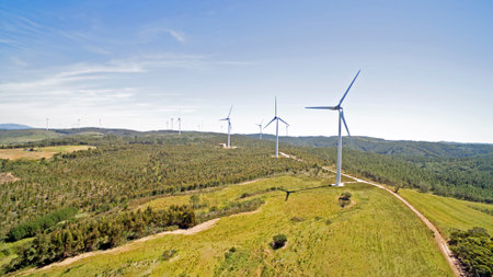 Aerial from windmills in the countryside