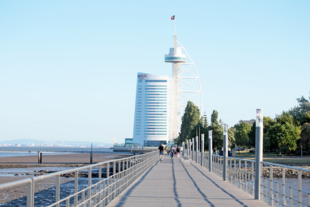 LISBON PORTUGAL  May 31 2015: Vasco da Gama tower built for the Expo '98 1998 Lisbon World Exposition in Lisbon Portugal on May 31 2015のeditorial素材