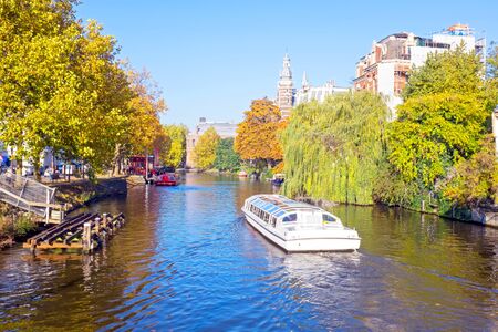 City scenic from Amsterdam in Netherlands in fallの写真素材