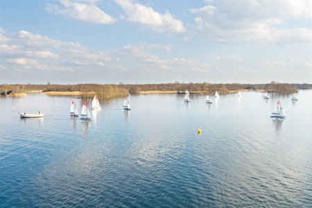Sailing at Loosdrechtse Plassen in the Netherlandsの写真素材