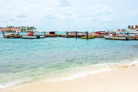 Harbor on Aruba island in the Caribbeanの写真素材