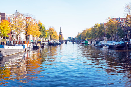 City scenic from Amsterdam in the Netherlands in autumnの写真素材