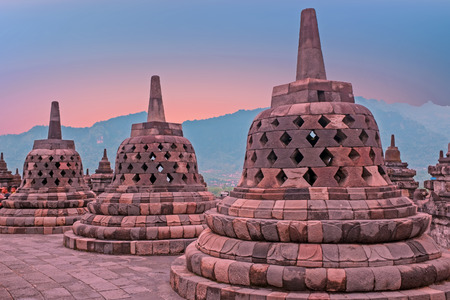 Borobudur Temple in central Java in Indonesia. This famous Buddhist temple is dating from the 8th and 9th centuriesのeditorial素材