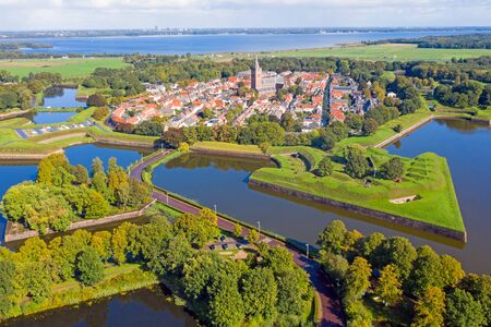 Aerial from the historical city of Naarden in the Netherlandsの写真素材