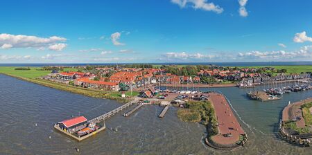 Panorama from the traditonal village Marken at the IJsselmeer in the Netherlandsの写真素材