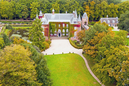 Aerial from castle Zuylen' in the Netherlands in fallのeditorial素材