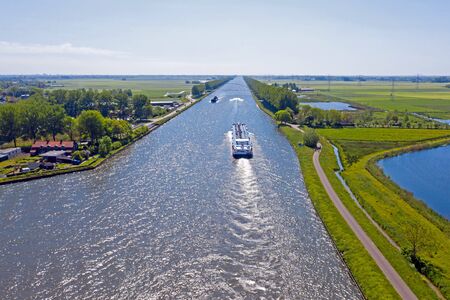 Aerial from freighters on the Amsterdam Rijnkanaal near Amsterdam in the Netherlandsの写真素材