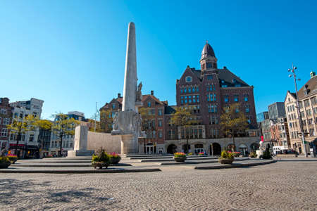 Amsterdam, Netherlands - April 22, 2020: Monument on the Dam in Amsterdam the Netherlands during the Corona Crisisのeditorial素材