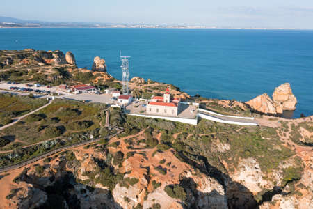 Aerial from the lighthouse at Ponte Piedade near Lagos in Portugalの写真素材