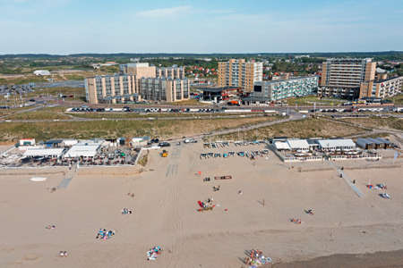 Aerial from Zandvoort aan Zee in the Netherlands on a beautiful summer dayの写真素材