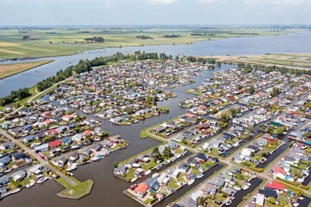 Aerial from the city Lemmer in Friesland the Netherlandsの写真素材