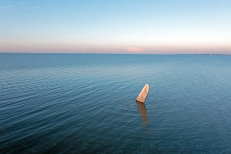 Aerial from an airplane wreck in the IJsselmeer in the Netherlandsの写真素材