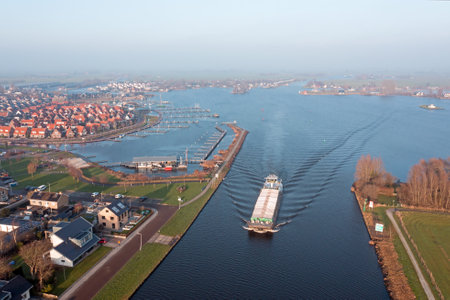 Aerial from the city of Grouw in Friesland the Netherlandsの写真素材