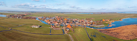 Aerial panorama from the village Gaastmeer in Friesland the Netherlandsの写真素材