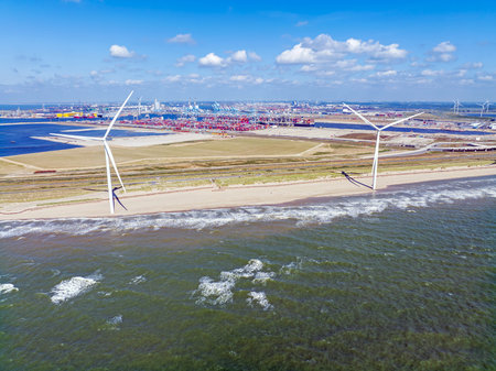 Aerial from industry in Rotterdam harbor in the Netherlands