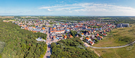 Aerial panorama from the village De Koog on Texel Island in the Netherlandsの写真素材