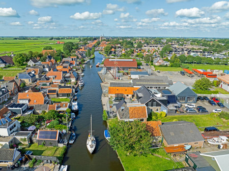 Aerial from the historical city Workum in Friesland the Netherlandsの写真素材