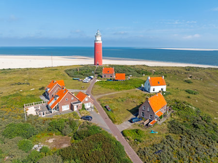Aerial from the lighthouse on Texel island in the Netherlandsの写真素材