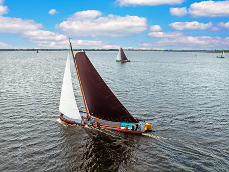 Aerial from skutjessilen competition on Heegermeer in Friesland the Netherlands