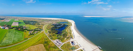 Aerial panorama from the north point of Texel island with the lighthouse in the Netherlandsの写真素材
