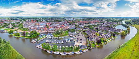 Aerial panorama from the historical town of Leerdam in the Netherlandsの写真素材
