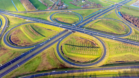 Aerial from junction Heerenveen in Friesland the Netherlands