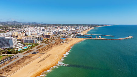 Aerial panorama from the harbor and city Vilamoura in the Algarve Portugalの写真素材
