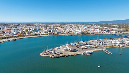 Aerial from the city Portimao in the Algarve Portugalの写真素材