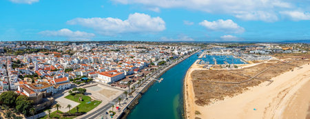 Aerial panorama from the touristic city Lagos in the Algarve Portugalの写真素材