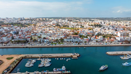 Aerial from the historical city Lagos in the Algarve Portugalの写真素材