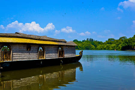 House boat is used for backwaters ride in Kollam, a small village in kerala,Indiaの写真素材