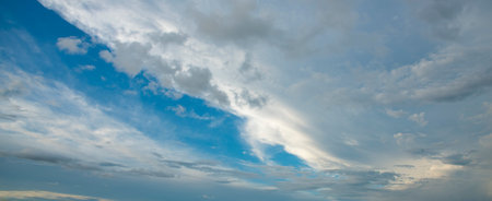 Blue sky background with tiny clouds for wallpaper decorative design. Natural and sky concept.