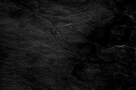 Rock texture with cracks. Black stone background with copy space for design. Wide banner.の写真素材