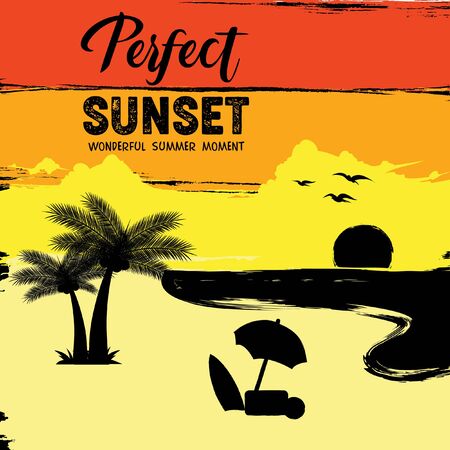 beautiful summer sunsetのイラスト素材