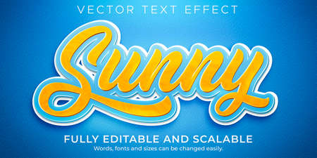Sunny cartoon text effect, editable summer and beach text styleのイラスト素材
