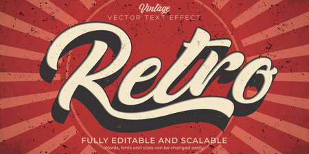 Retro, vintage text effect, editable 70s and 80s text styleのイラスト素材