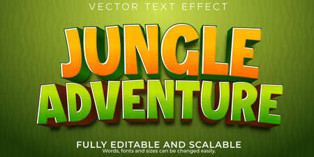 Jungle adventure text effect; editable cartoon and comic text styleのイラスト素材